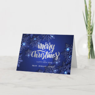 Cartes Pour Fêtes Annuelles Élégant Snowflakes Bleu Noël
