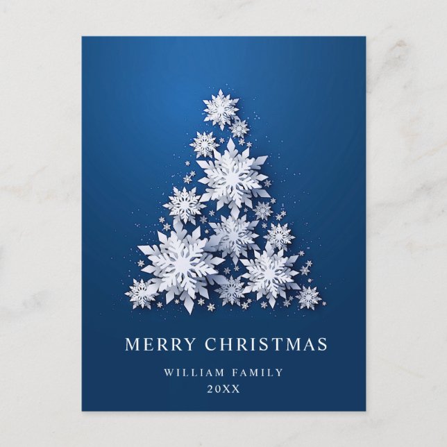 Cartes Pour Fêtes Annuelles Élégant Snowflakes Noël Arbre Salutation (Devant)