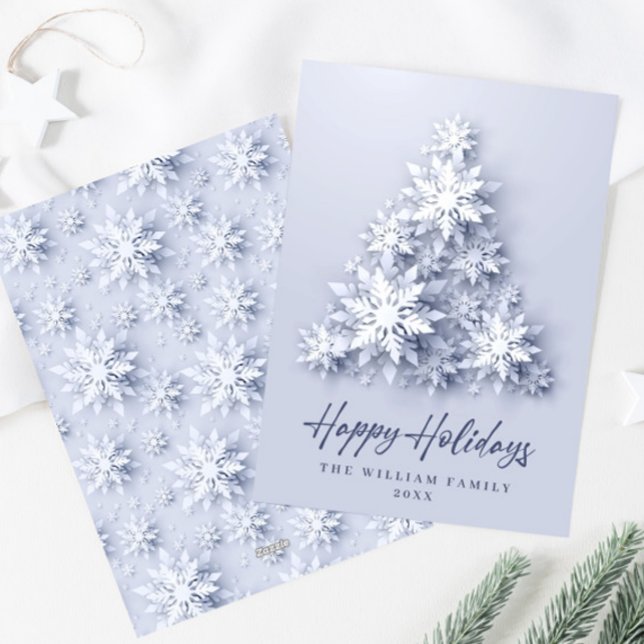 Cartes Pour Fêtes Annuelles Élégant Snowflakes Noël Arbre Salutation (Créateur téléchargé)