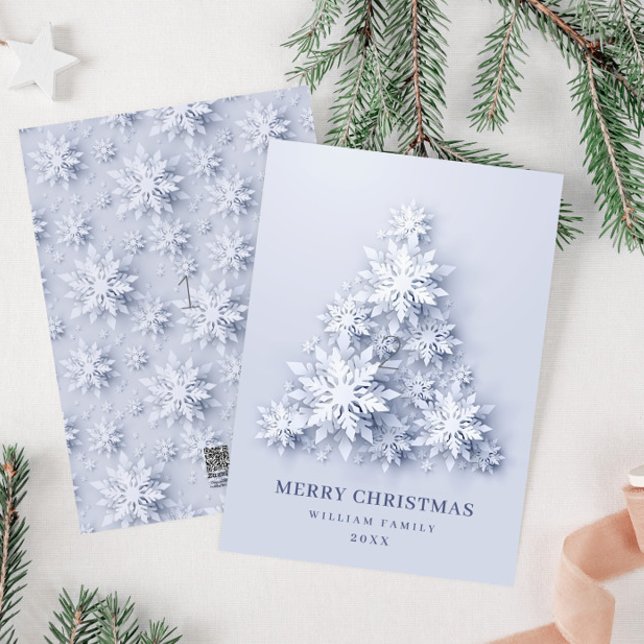 Cartes Pour Fêtes Annuelles Élégant Snowflakes Noël Arbre Salutation (Créateur téléchargé)