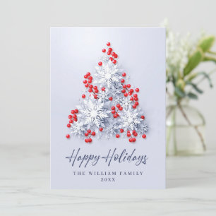 Cartes Pour Fêtes Annuelles Élégant Snowflakes Noël Arbre Salutation