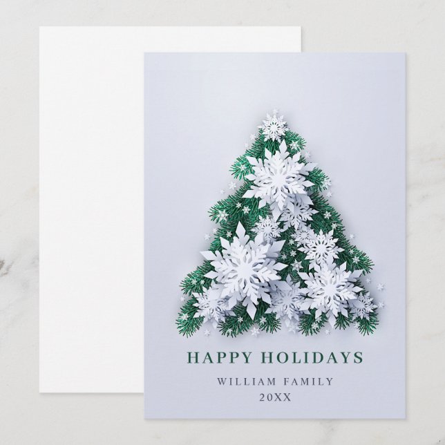 Cartes Pour Fêtes Annuelles Élégant Snowflakes Noël Salutation vacances (Devant / Derrière)