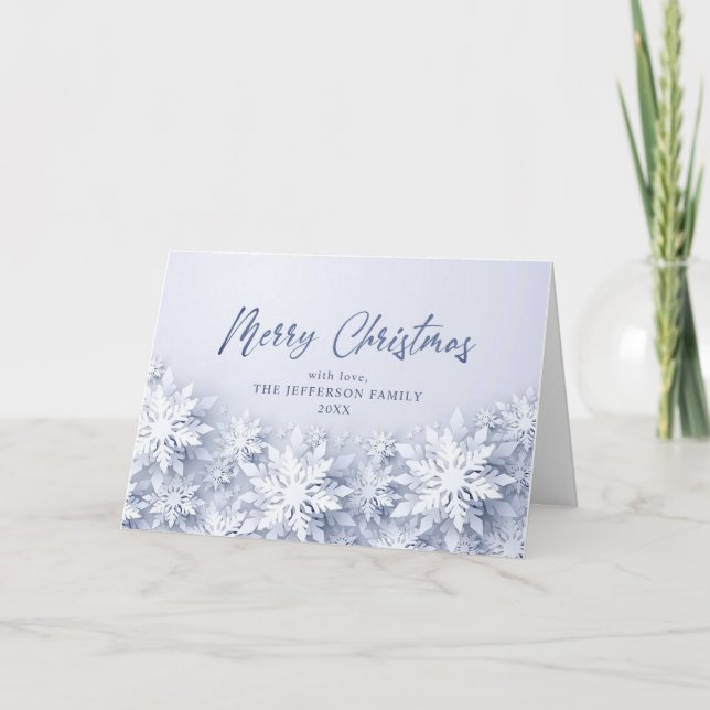 Cartes Pour Fêtes Annuelles Élégant Snowflakes Salutation de Noël (Devant)