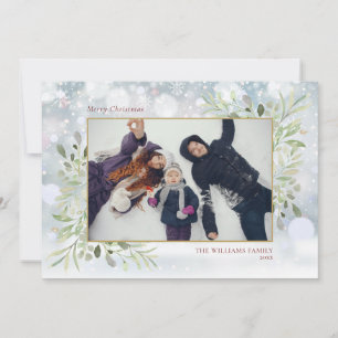 Cartes Pour Fêtes Annuelles Élégant Snowflakes vert Joyeux Noël Photo