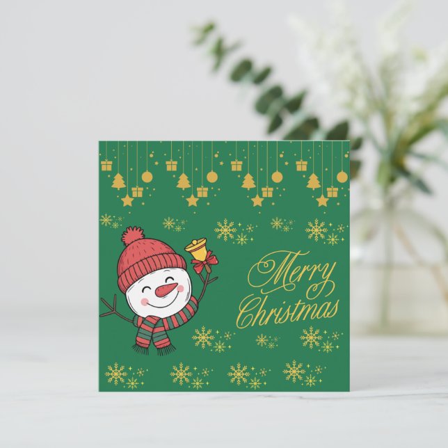 Cartes Pour Fêtes Annuelles Elegant Snowman Christmas Card (Debout devant)