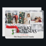 Cartes Pour Fêtes Annuelles Elégant Snowman Joy Christmas Family Photo Collage<br><div class="desc">Elégant Snowman Joy Christmas Family Photo Collage</div>