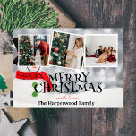 Cartes Pour Fêtes Annuelles Elégant Snowman Joy Christmas Family Photo Collage<br><div class="desc">Elégant Snowman Joy Christmas Family Photo Collage</div>