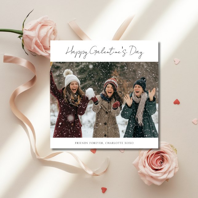 Cartes Pour Fêtes Annuelles Elégant Snowy Fun Photo BFF Galentines Day (Créateur téléchargé)