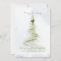 Elegant Sparkling Christmas Tree Flat Holiday Card