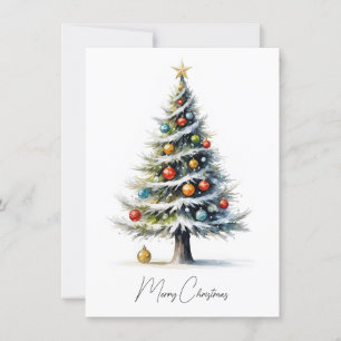 Cartes Pour Fêtes Annuelles Elégant stylé rustique Aquarelle Arbre de Noël