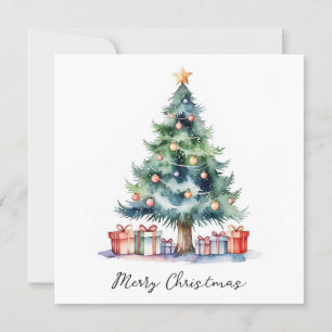 Cartes Pour Fêtes Annuelles Elégant stylé rustique Aquarelle Arbre de Noël