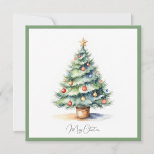 Cartes Pour Fêtes Annuelles Elégant stylé rustique Aquarelle Arbre de Noël