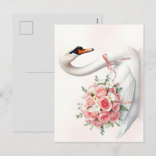 Cartes Pour Fêtes Annuelles Elegant Swan with Roses