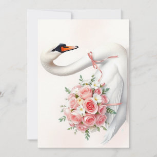 Cartes Pour Fêtes Annuelles Elegant Swan with Roses