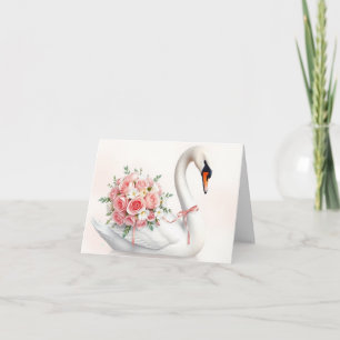 Cartes Pour Fêtes Annuelles Elegant Swan with Roses