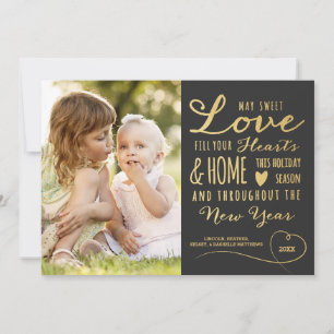 Cartes Pour Fêtes Annuelles Élégant Sweet Love Gold Type Christmas Photo Black