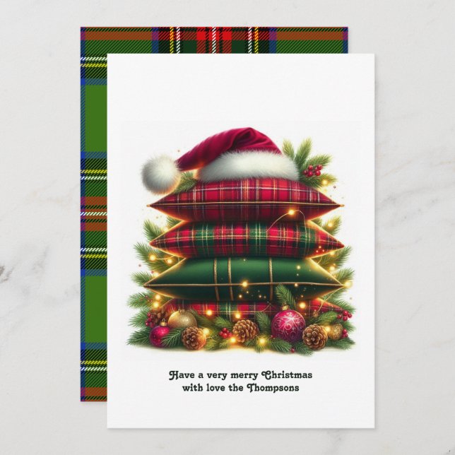 Cartes Pour Fêtes Annuelles Elegant Tartan Christmas Cozy Plaid Pillows (Devant / Derrière)