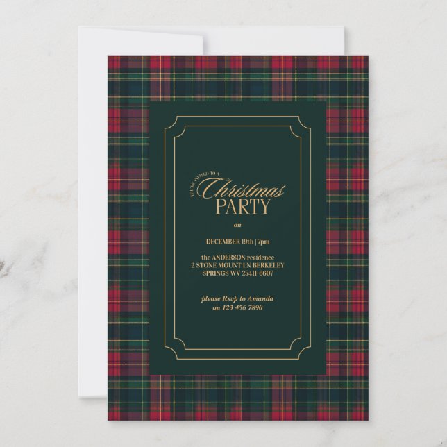 Cartes Pour Fêtes Annuelles Elegant Tartan Plaid Family Photo Christmas (Devant)