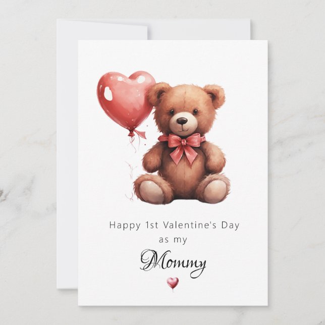 Cartes Pour Fêtes Annuelles Elegant Teddy Bear Happy 1st Valentine's Day as m (Devant)