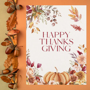 Cartes Pour Fêtes Annuelles Elégant Thanksgiving Floral