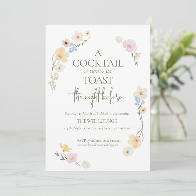 Cartes Pour Fêtes Annuelles Elegant The Night Before Boho Wildflowers Wedding (Debout devant)