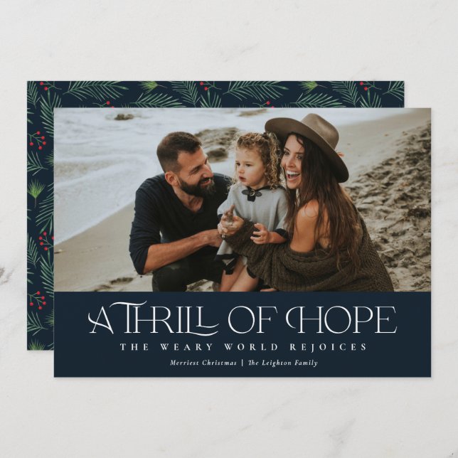 Cartes Pour Fêtes Annuelles Elegant Thrill of Hope Photo Noël (Devant / Derrière)