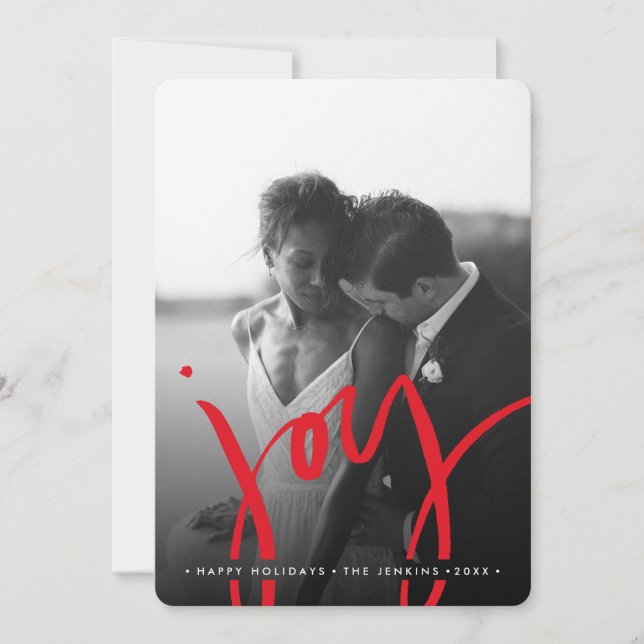 Cartes Pour Fêtes Annuelles Elegant Timeless Simple JOY | PHOTO DE VACANCES RO (Devant)