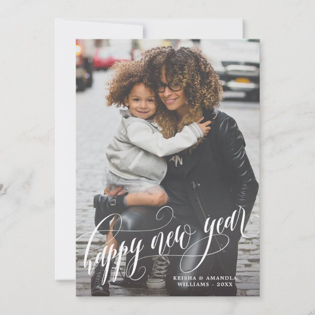 Cartes Pour Fêtes Annuelles Elégant Tourbillonnant Bonne année photo (Devant)
