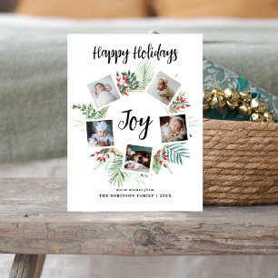Cartes Pour Fêtes Annuelles Elégant Tropical Wreath Photo Collage Noël