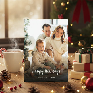 Cartes Pour Fêtes Annuelles Elegant Typography Family Holiday Photo Card
