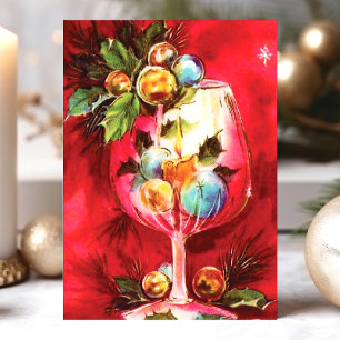 Cartes Pour Fêtes Annuelles Élégant verre à vin de Noël vintage avec bougie