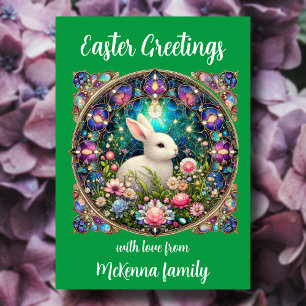 Cartes Pour Fêtes Annuelles Élégant verre vert collé Lapin de Pâques