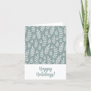 CARTES POUR FÊTES ANNUELLES ELÉGANT VERT BLANC JOYEUX VACANCES D'AFFAIRES LOGO