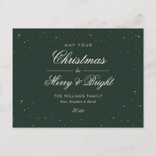 Cartes Pour Fêtes Annuelles Elégant Vert et Or