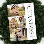 Cartes Pour Fêtes Annuelles Élégant vert moderne Cinq photo Collage Noël<br><div class="desc">Envoyez de belles salutations de vacances avec ces 5 cartes photo collage de Noël! Ils ont cinq modèles photo sur la gauche de la carte, avec une typographie moderne et élégante sur la droite, avec "Joyeux Noël". Le dos de la carte contient des bandes simples en diagonale en blanc sur...</div>