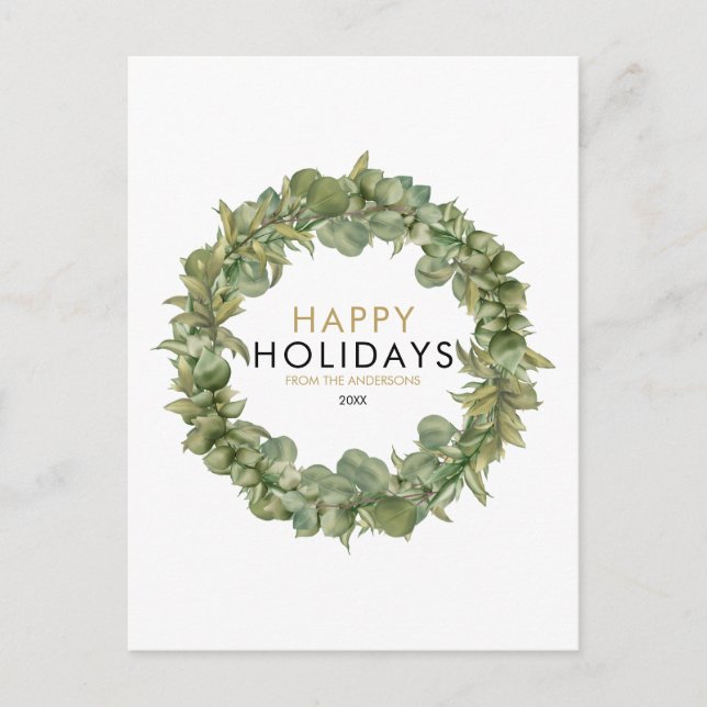 Cartes Pour Fêtes Annuelles Élégant vert moderne Wreath Noël Joyeux (Devant)