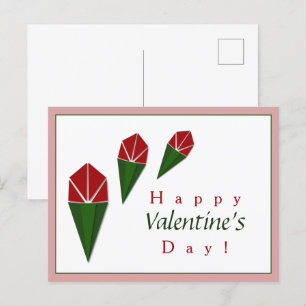 Cartes Pour Fêtes Annuelles Élégant, Vert rose mignon, Roses rouges Saint Vale