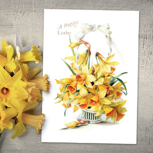 Cartes Pour Fêtes Annuelles Elegant Vintage Gold Easter Daffodils
