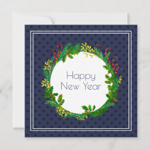 Cartes Pour Fêtes Annuelles Elégant Vintage Navy Bleu Rustique Bonne année