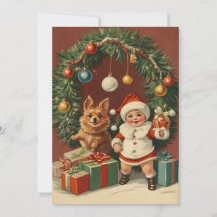 Cartes Pour Fêtes Annuelles Élégant vintage ornement de la couronne de Noël