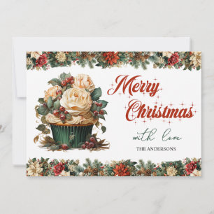 Cartes Pour Fêtes Annuelles Élégant vintage rétro classique cupcake de Noël