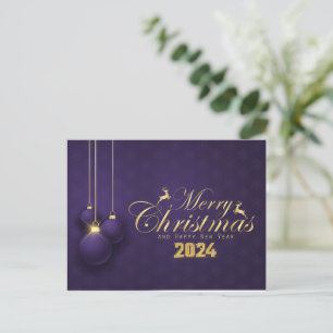 Cartes Pour Fêtes Annuelles Élégant violet Joyeux Noël, Joyeux Fêtes