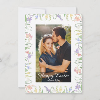 Cartes Pour Fêtes Annuelles Elegant Watercolor Floral Photo Happy Easter