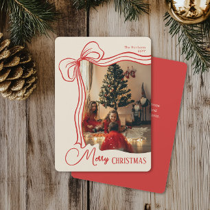 Cartes Pour Fêtes Annuelles Elégant Whimsical main tiré Bow rouge Noël