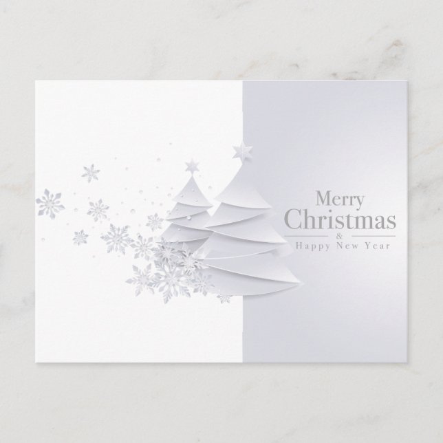 Cartes Pour Fêtes Annuelles Elegant White Christmas Tree Holiday Postcard (Devant)