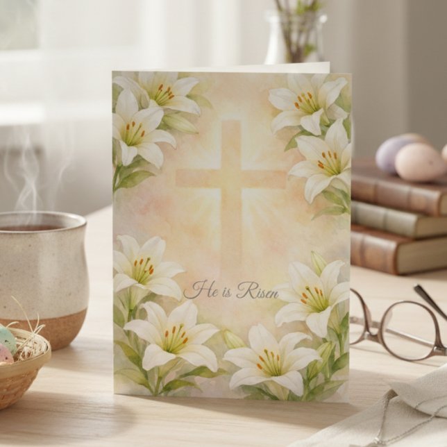 Cartes Pour Fêtes Annuelles Elegant White Lily Cross Easter Christian Religion (Elegant White Lily Cross Easter Christian Religion Holiday Card)