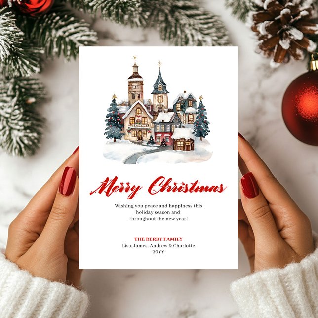 Cartes Pour Fêtes Annuelles Elegant Winter Scene Christmas Greeting Card (Elegant Winter Scene Christmas Greeting Card)