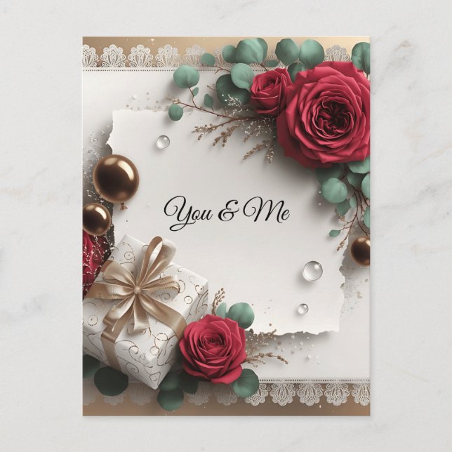 Cartes Pour Fêtes Annuelles Elegant “You & Me” Gold Cursive Flat Greeting Card (Devant)