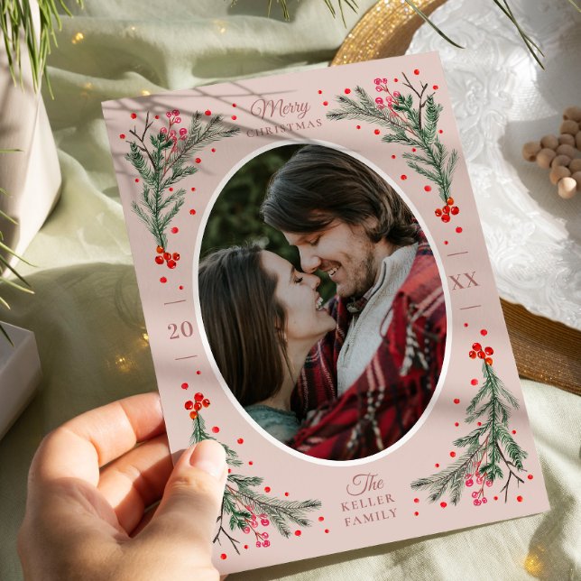 Cartes Pour Fêtes Annuelles Elégante aquarelle 2 photo Noel plat (Créateur téléchargé)