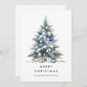 Cartes Pour Fêtes Annuelles Elégante aquarelle Arbre de Noël Entreprise